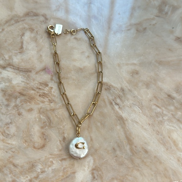 Coach 14 Kt gold over sterling silver mother pearl bracelet New 🆕 - Picture 6 of 7